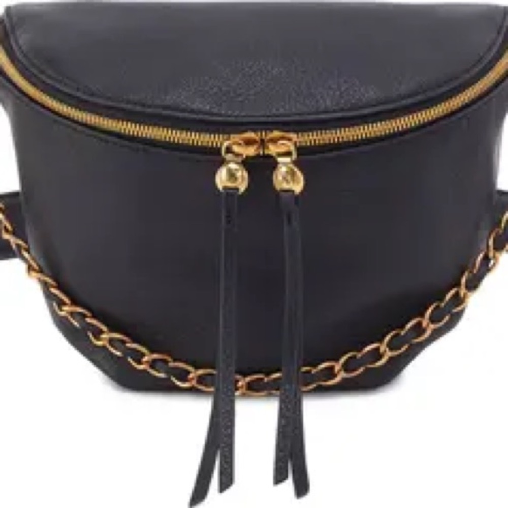 New HOBO Black pebbled soft Leather Chain Bag SLing belt bag purse crossbody - Picture 8 of 9